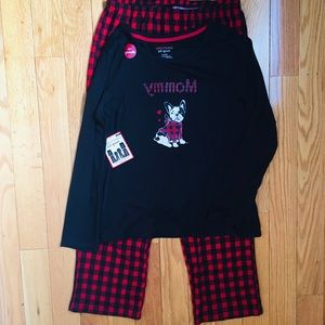 NWT Soft black & red mommy pajamas set.